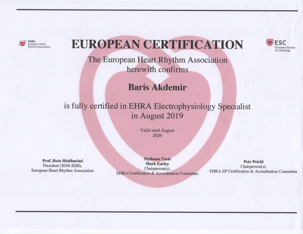 EHRA Electrophysiology Specialist Certification
