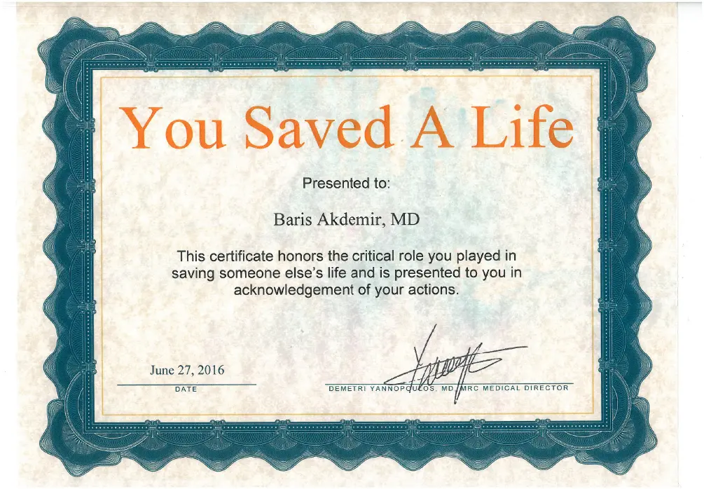 You Saved A Life Certificate